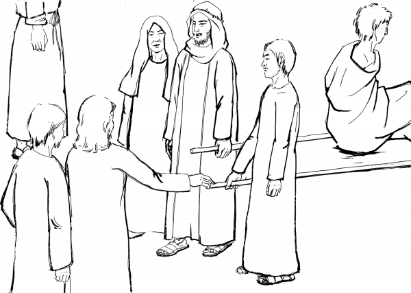 Jesus Says to the Young Man to Get up coloring page image