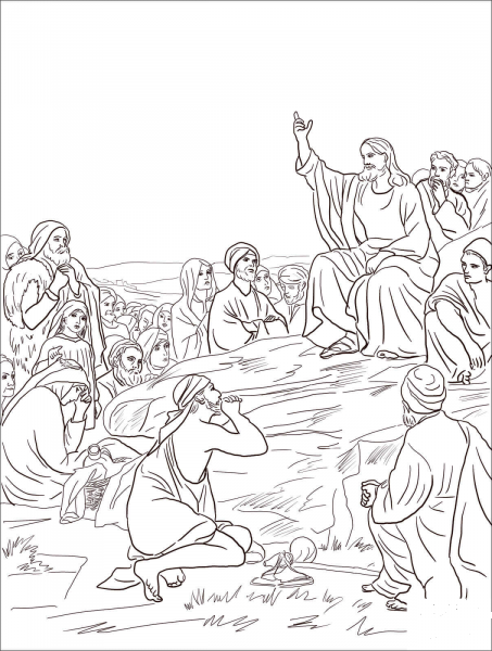 Jesus Sermon on the Mount  coloring page image