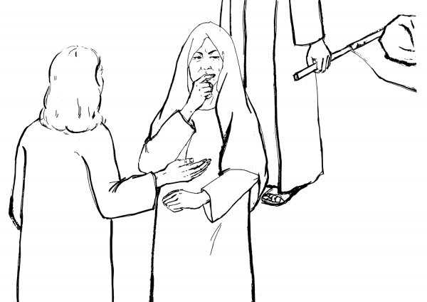 Jesus Takes Pity on the Widow coloring page image