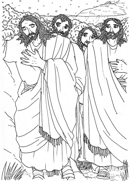 Jesus Tells Peter James and John to Keep Watch and Pray with Him coloring page image