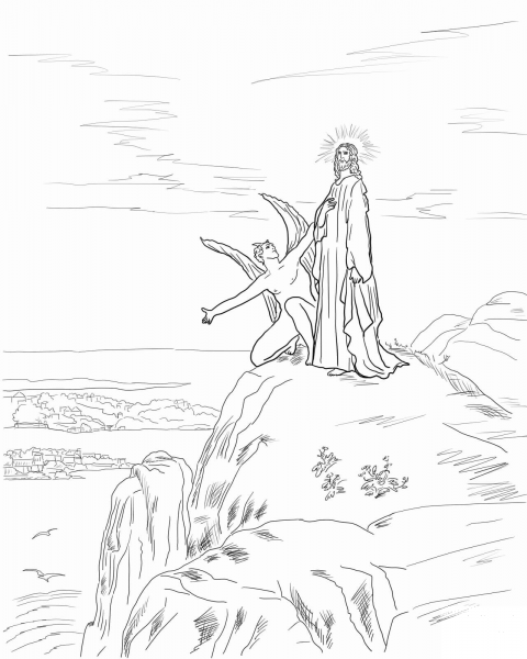 Jesus Temptation coloring page image