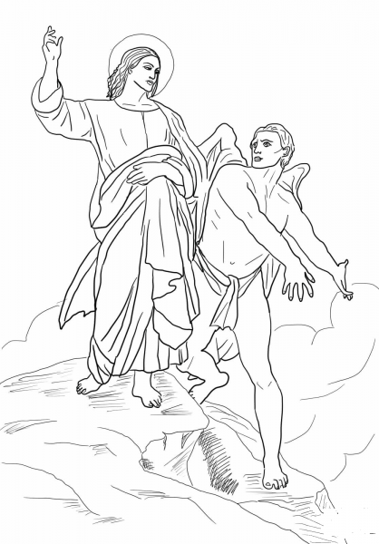 Jesus Tempted coloring page image