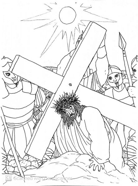 Jesus Third Fall They Have Now Reached Golgotha coloring page image