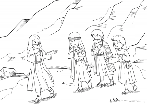 Jesus Took with Him Peter, James and John the Brother of James and Led Them up a High Mountain coloring page image