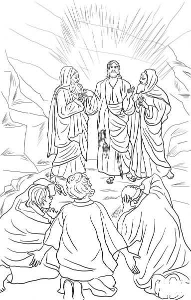 Jesus Transfiguration coloring page image