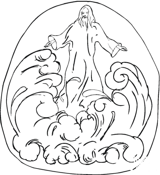 Jesus Walks On The Water  coloring page image