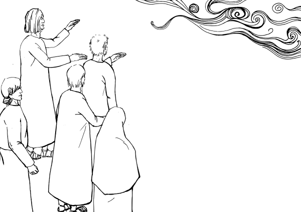 Jesus was Taken up Before the Apostles Eyes and a Cloud Hid Him from Their Sight coloring page image