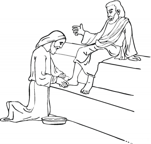 Jesus Washing Feet coloring page image