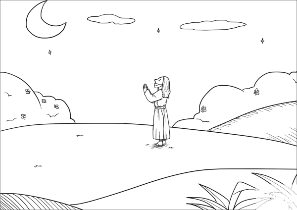 Jesus Went up on a Mountainside by Himself to Pray coloring page image