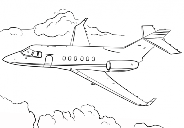 Jet Airplane coloring page image