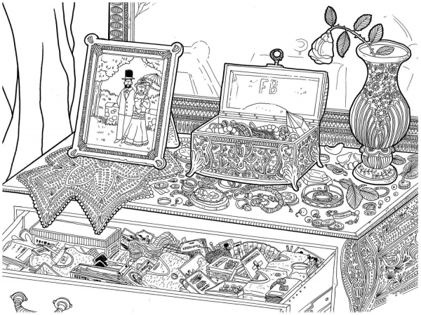Jewelry Box Doodle coloring page image