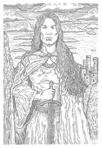 Joan of Arc Medieval Knight coloring page image