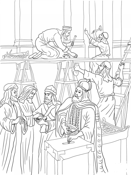 Joash Repairs the Temple coloring page image