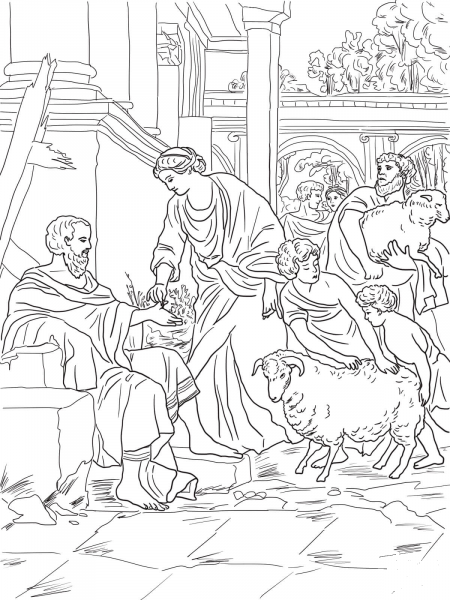 Job Restored to Prosperity coloring page image