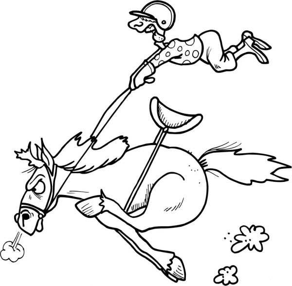 Jockey in a Horse Racing Competition coloring page image