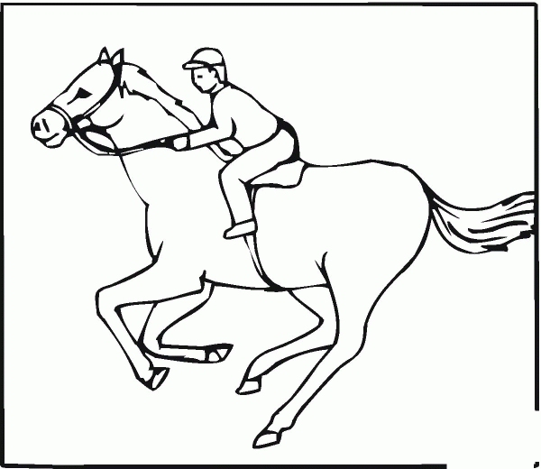 Jockey on a Galloping Horse coloring page image