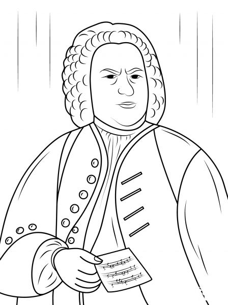 Johann Sebastian Bach coloring page image