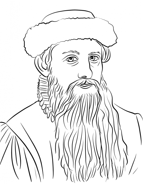 Johannes Gutenberg coloring page image