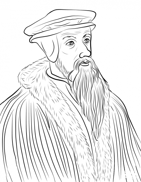 John Calvin coloring page image