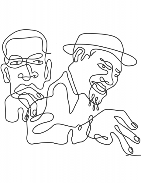 John Coltrane and Thelonious Monk Wire Portrait coloring page image