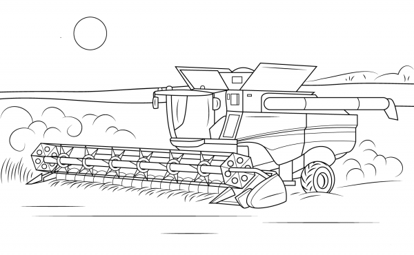 John Deere Combine coloring page image