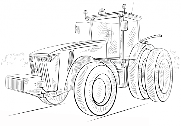 John Deere Tractor coloring page image