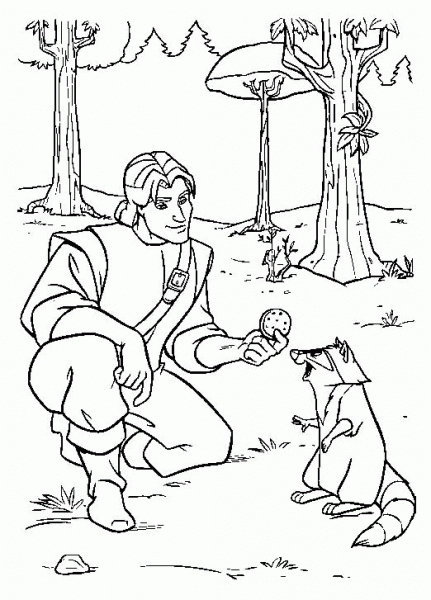 John Is Feeding Meeko  coloring page image