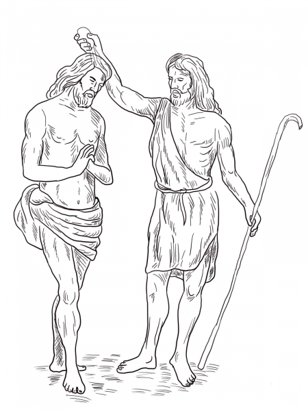 John the Baptist Baptized Jesus coloring page image