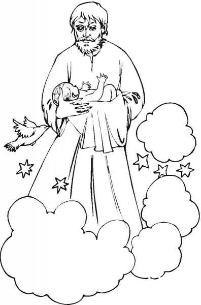 John with a Baby  coloring page image