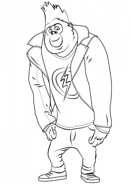 Johnny Gorilla from Sing coloring page image