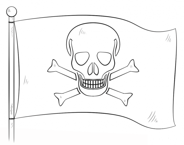 Jolly Roger Pirate Flag coloring page image