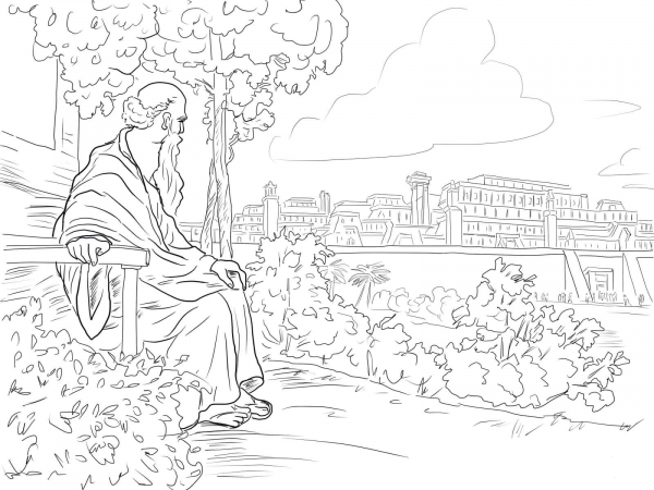 Jonah and the Vine coloring page image