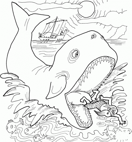 Jonah and the Whale coloring page image
