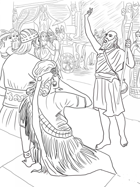 Jonah in Nineveh coloring page image