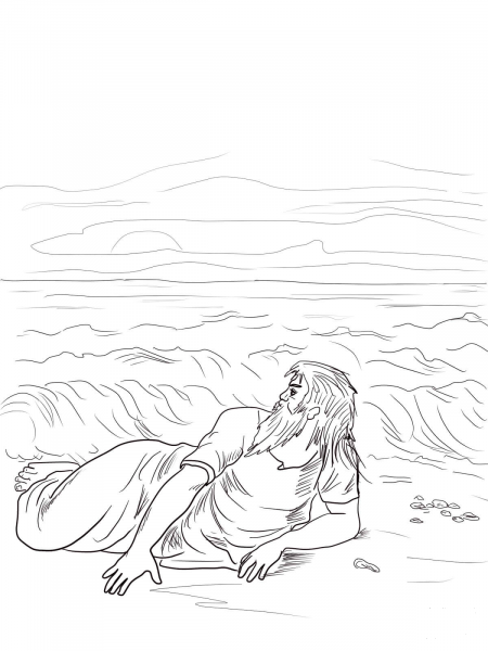Jonah Vomited Out coloring page image