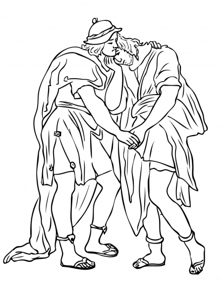 Jonathan and David Friendship coloring page image