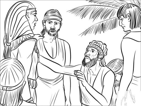 Joseph and Benjamin coloring page image
