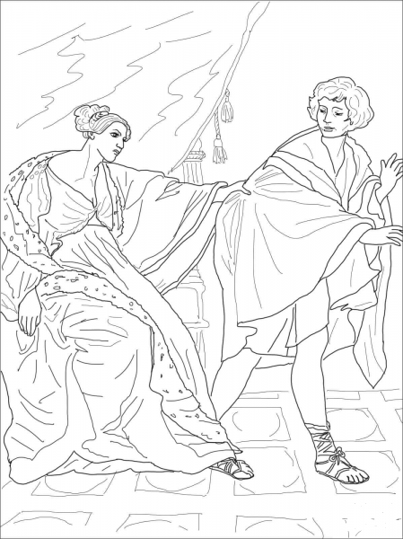 Joseph and Potiphar’s Wife coloring page image