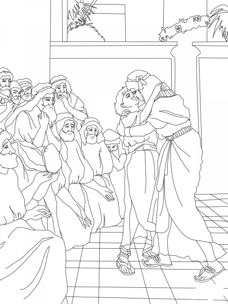 Joseph Forgives His Brothers coloring page image