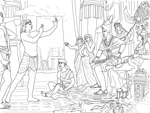 Joseph Interpreting the Pharaoh’s Dream coloring page image