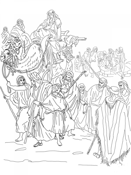 Joseph is Sold into Slavery by His Brothers coloring page image