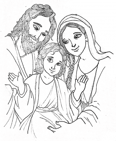 Joseph Jesus and Mary coloring page image