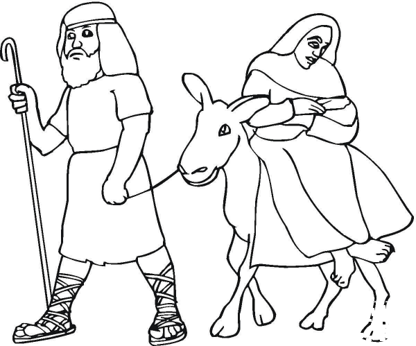 Joseph, Mary and Little Jesus coloring page image