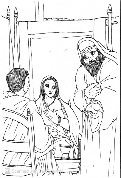 Joseph of Arimathea Begs Pilate for Burying the Body of Jesus coloring page image