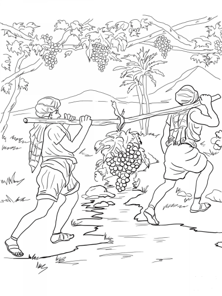 Joshua and Caleb Returning from Canaan coloring page image