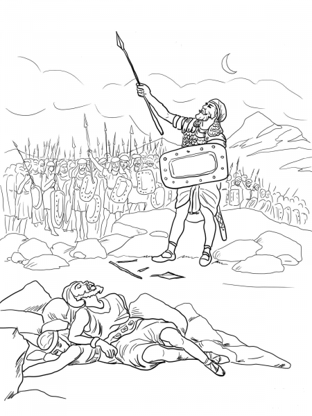 Joshua and the Day the Sun and Moon Stood Still coloring page image