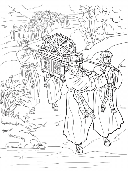 Joshua and the Israelites Cross the Jordan River coloring page image
