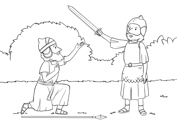 Joshua Fall Facedown Before the Commander of the Army of the Lord coloring page image