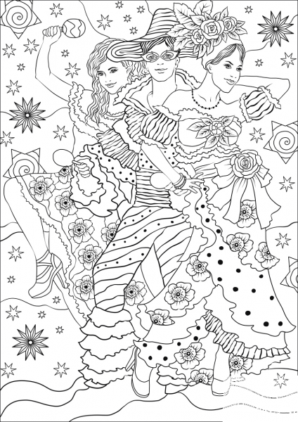 Joyful Carnival Dance coloring page image