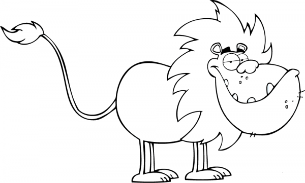 Joyful Cartoon Lion coloring page image